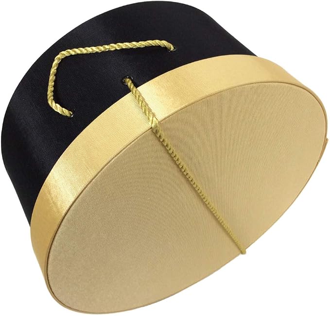 Sarah's Hat Boxes Classic Black/Gold Hat Box – 14.75" x 7.5" Handmade in USA – - Image 2