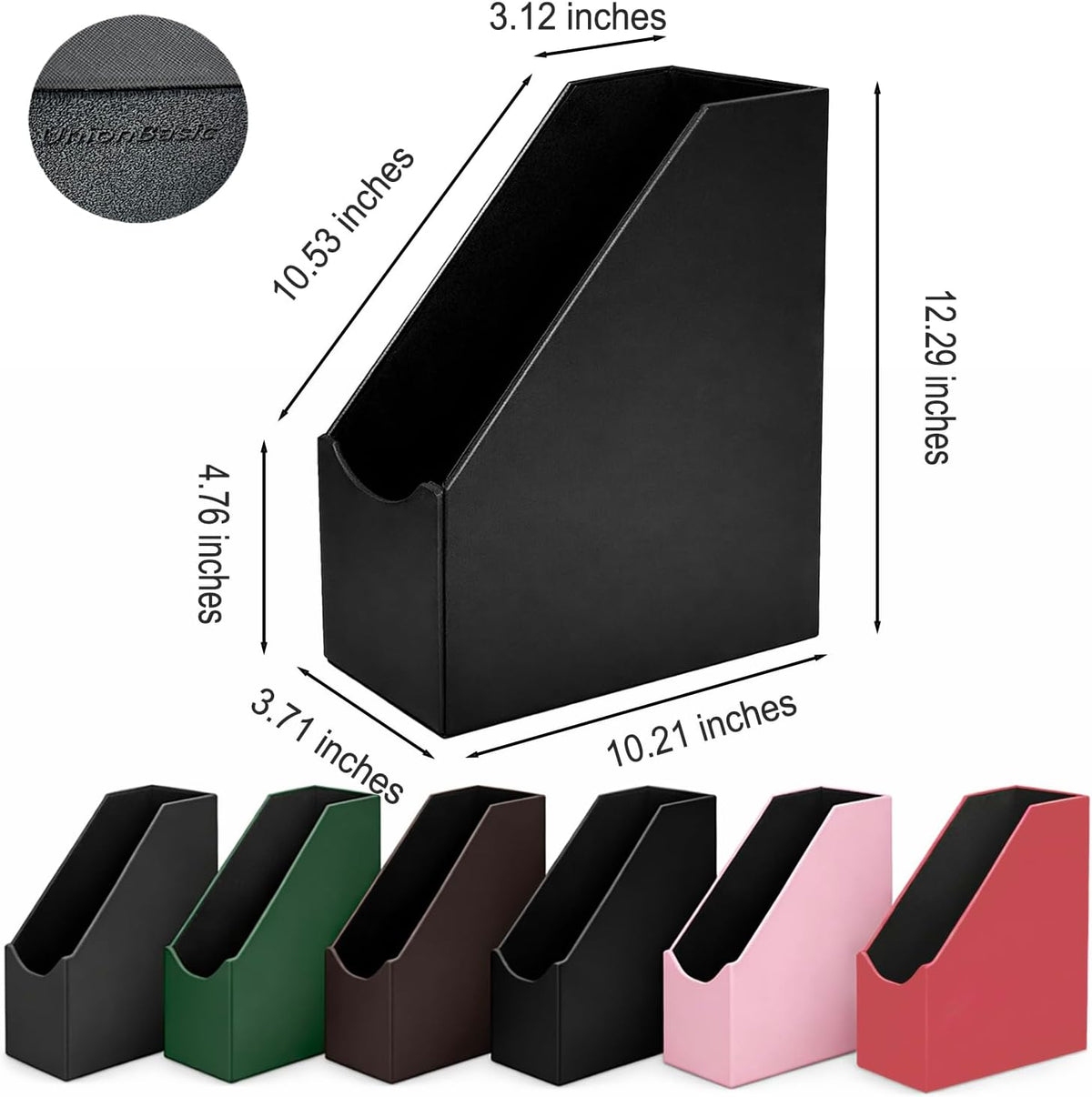 Leatherrette Magazine File Holder, Black