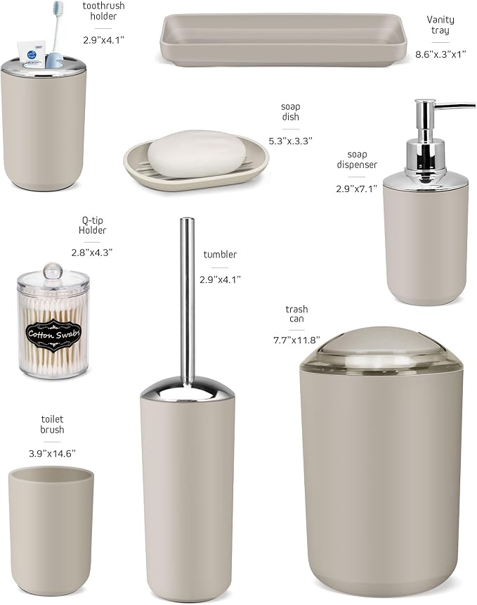 IMAVO Bathroom Accessories Set, 9 Pieces Bathroom Accessory Set, Qtip Holders - Image 5
