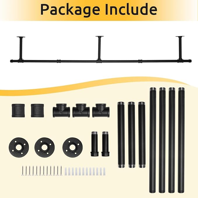 Oroonoko Industrial Pipe Clothes Rack, Heavy Duty 60inch Iron Garment Rack - Image 4