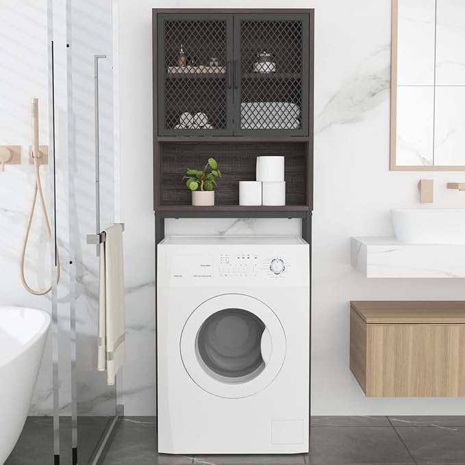 Launica Over The Toilet Storage Cabinet, Industrial Bathroom Organizer Above - Image 3