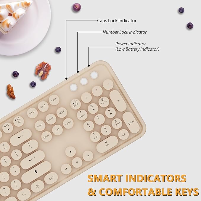Kootop Wireless Keyboard and Mouse Combo, Cute Colorful 104 Keys Typewriter - Image 3
