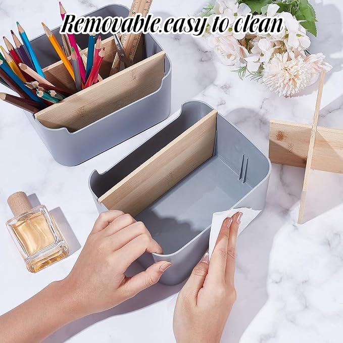 2 Pack Gray Desk Storage Organizer, Desk Organizers and Remote Control Caddy - Image 3
