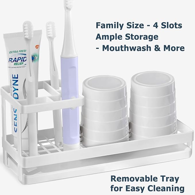 MYITYARD Toothbrush Holders for Bathrooms, 4 Slots Rustproof Metal Tooth - Image 3