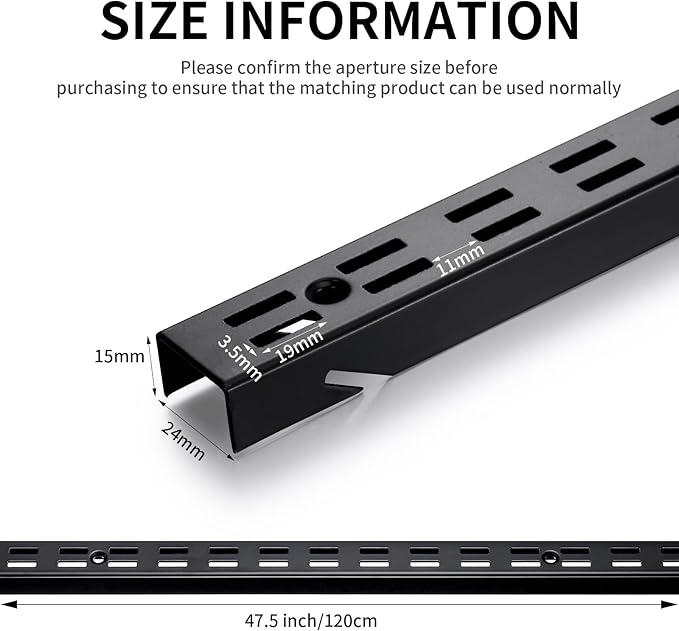 6 Pcs 47.5 Inches Shelf Rails Bracket Track Upright Closet System Hardware - Image 2