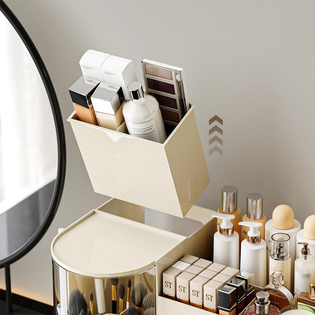 Makeup Organizer with Rotating Brush Holder Cosmetic Organizer with