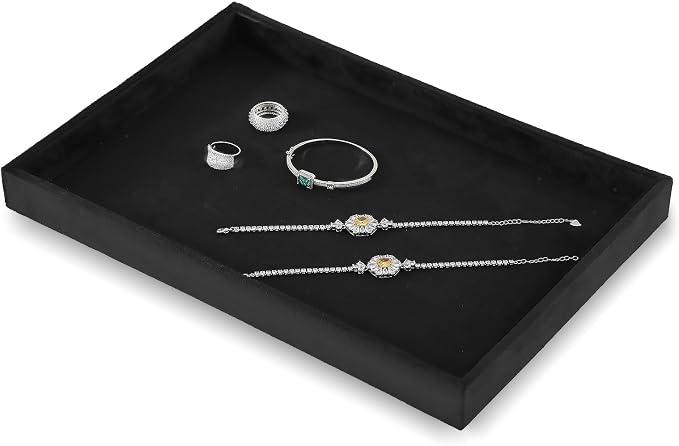 Valet Tray For Men, Velvet Jewelry Display, Premium Flat Catch All Trays by Yinbeini