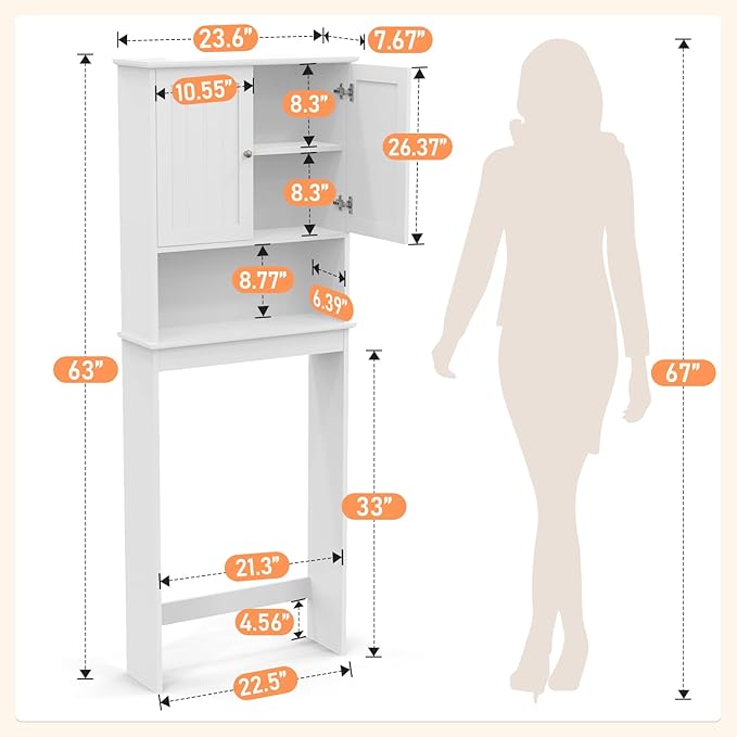 Over The Toilet Storage Cabinet, Behind Toilet Bathroom Organizer - Image 2