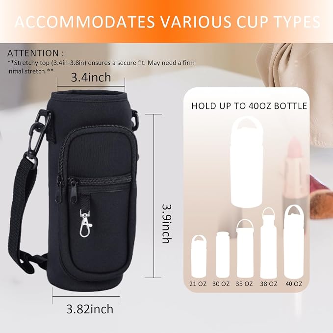 Water Bottle Holder with Strap for Hydroflask 32oz 40oz, Carrier Sling Bag with - Image 8