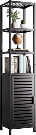 HITNET Bathroom Cabinet Freestanding, Tall Slim Bamboo Storage Cabinet by HITNET
