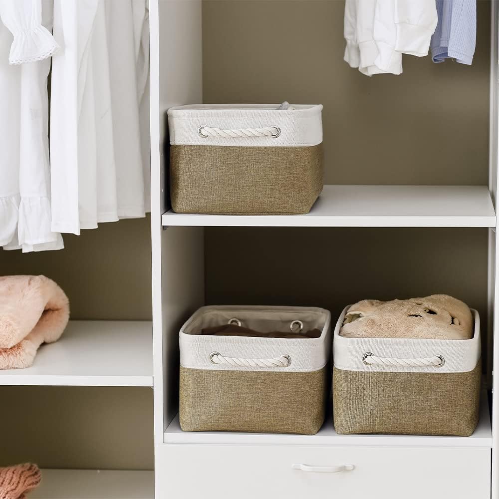 Storage Basket for Organizing - 14x10x7 inch Medium 3 Pack Collapsible