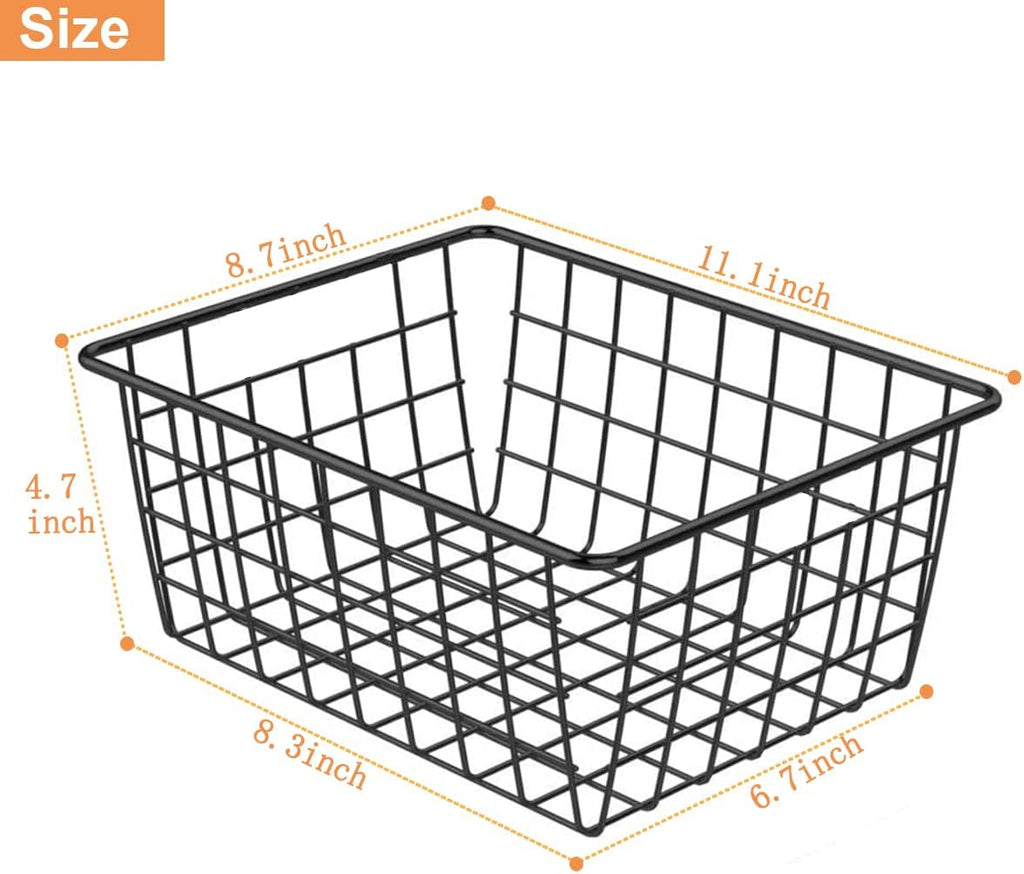 Wire Baskets for Organizing, 4 Pack Household Pantry Basket Black