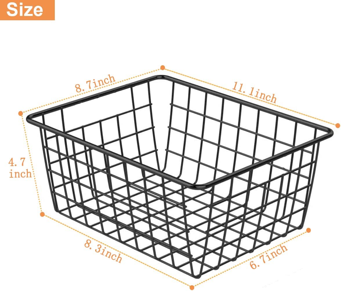 Wire Baskets for Organizing, 4 Pack Household Pantry Basket Black