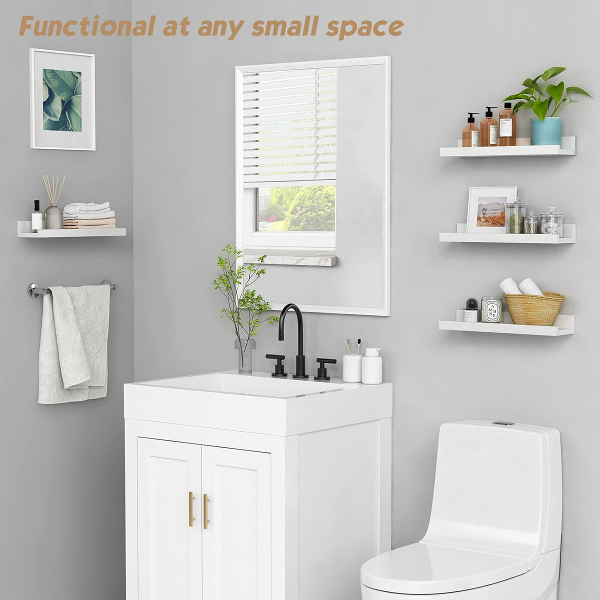 Forbena 16 In Picture Ledge Shelf, Small Floating Shelves with Lip for