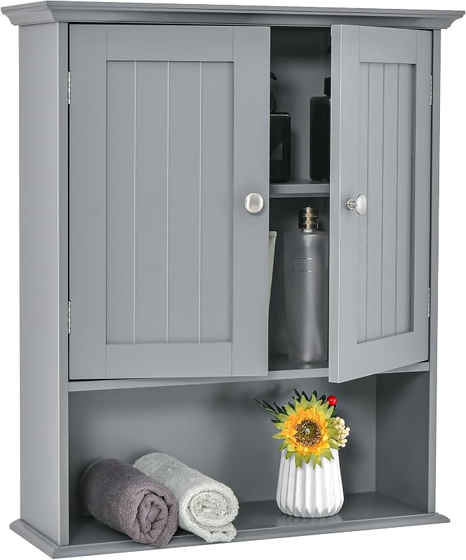 Tangkula Bathroom Wall Cabinet, Wooden Hanging Cabinet by TANGKULA