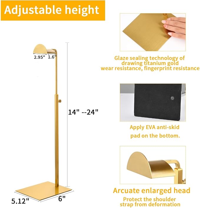 Purse Display Stands, 4 Pack Gold Purse Display Rack Stainless Steel Handbag - Image 3