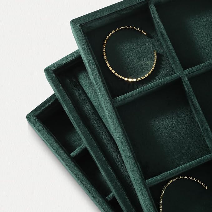 Velvet Stackable Jewelry Display Tray, 12 Grid Watch Bangle Bracelet Storage - Image 5