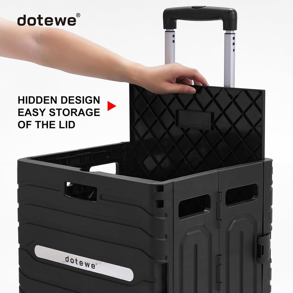 Folding Utility Cart Black Portable Rolling Crate Handcart Foldable