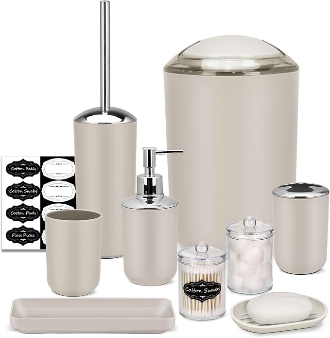 IMAVO Bathroom Accessories Set, 9 Pieces Bathroom Accessory Set, Qtip Holders by IMAVO