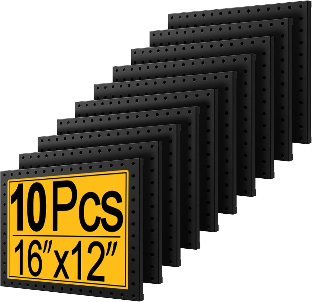 10 Pcs Metal Pegboard Panels, 16"x12" Heavy Duty Peg Boards for Garage