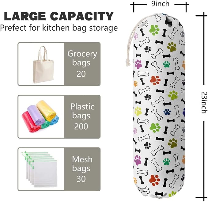 Dog Pattern Grocery Bags Holder & Organizer - Image 2