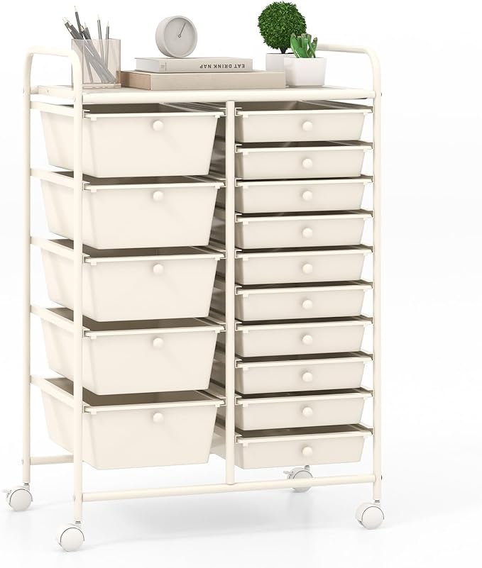 Giantex 15 Drawers Rolling Cart, Classroom Organizers, Storage Cart by Giantex