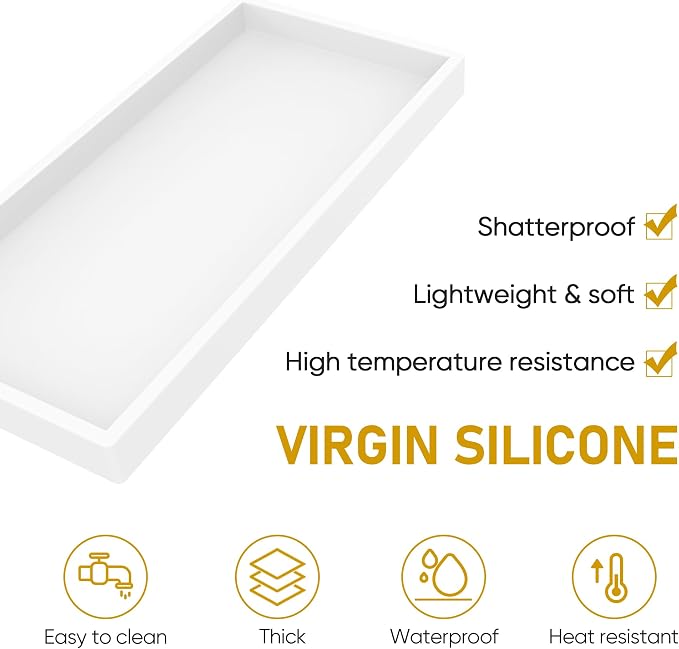 Bathroom Counter Tray, EG-SIPRO High-Grade Thickened Silicone Bathroom Vanity - Image 4