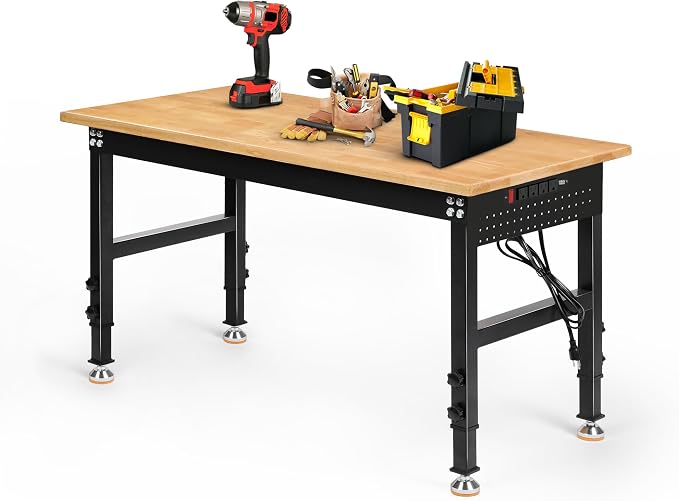 Betterhood Adjustable Height Workbench, 2000 LBS Load Capacity Hardwood by Betterhood
