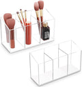 Acina 2PCS Clear Makeup Brush Holder Organizer Acrylic 3-Slots Cosmetic Brushes by Acina
