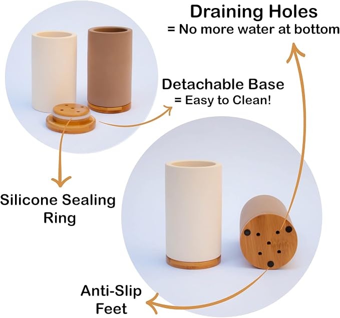 Matani Bamboo Toothbrush Holder Diatomite Tooth Brush Organizer - Image 2
