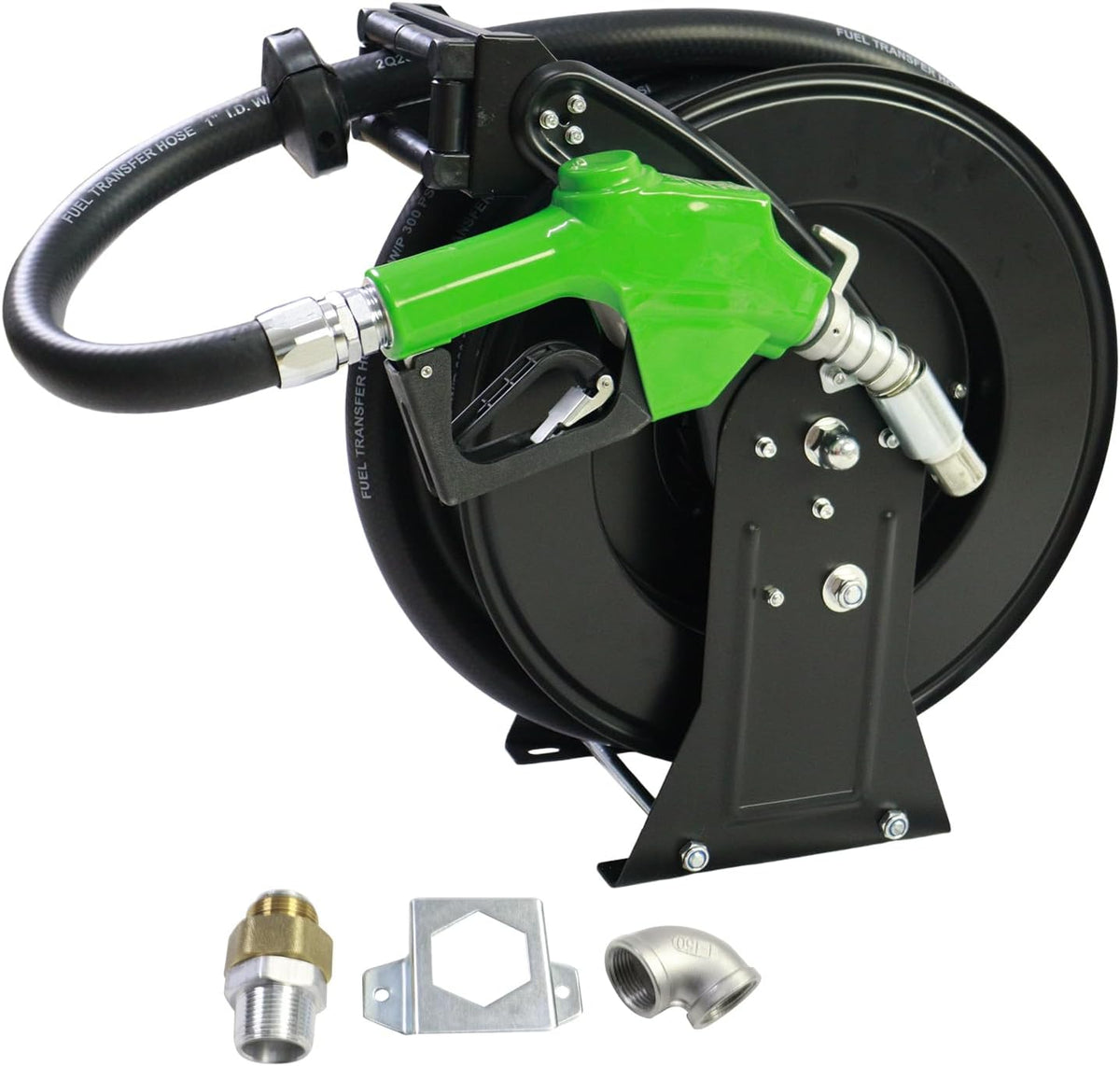 Fuel Hose Reel,1"X33' Retractable Ratchet Spring Driven Diesel Hose