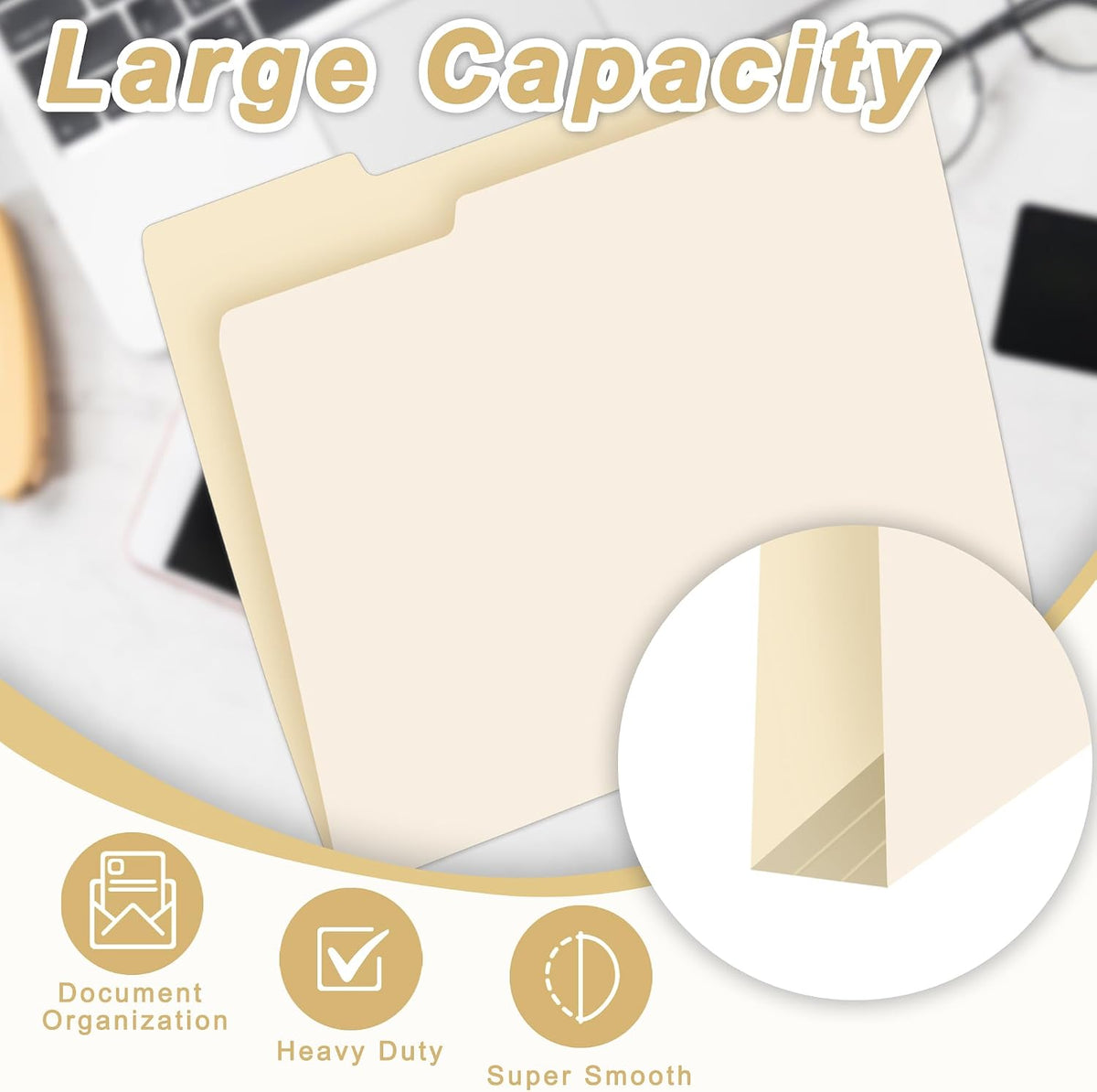 VZCPYTPM 100 Pack Manila File Folder,Manilla Folder 8.5x11