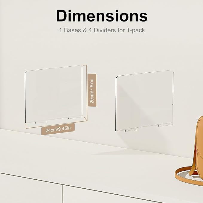 Bag Purse Organizer Accessories: 2-Dividers Plastic Clutch Dividers - Image 2