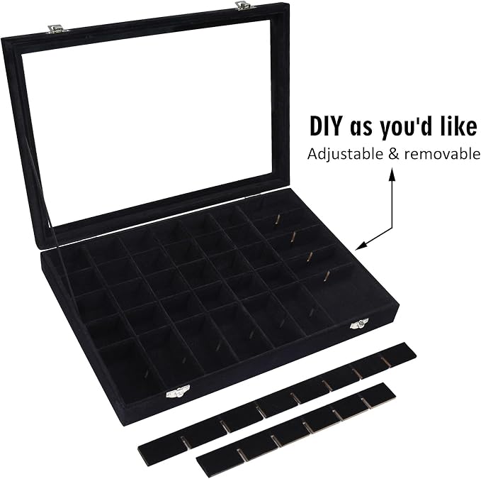 Velvet Jewelry Tray 48 Grid Jewelry Display Tray Organizer Box - Image 6