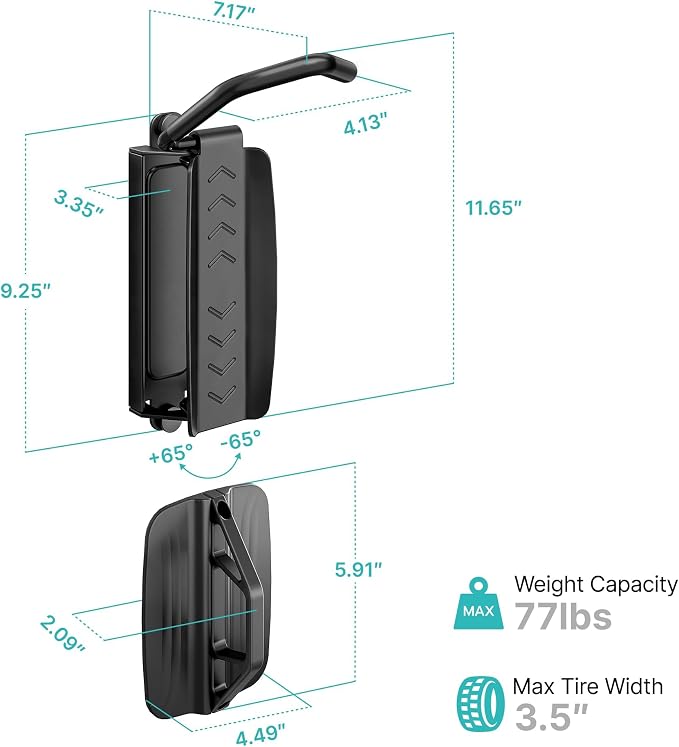 Bike Rack Garage, Heavy Duty Swivel Bike Wall Mount, Holds 77 Lbs, Bike Hangers - Image 9