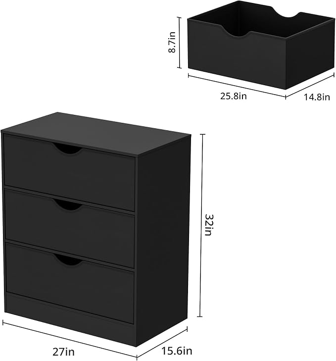 3 Drawers Dresser for Bedroom, Fabric PU 6 Drawer - Image 2