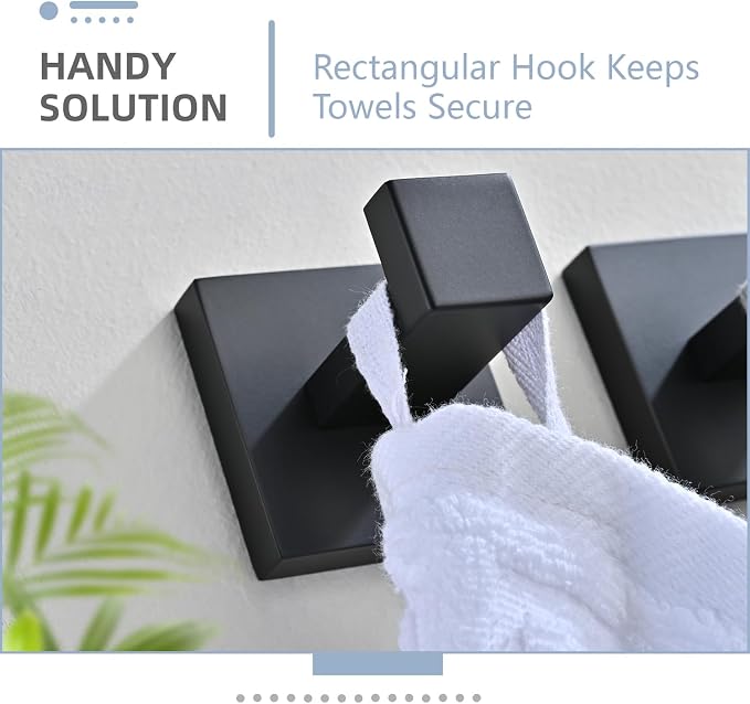 3PCS Bathroom Hardware Set, Matte Black Toilet Paper Holder, 2 Square Towel - Image 9