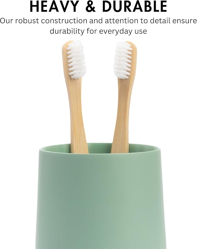 Matte Sage Green Toothbrush and Toothpaste Holder and Cup - Image 3