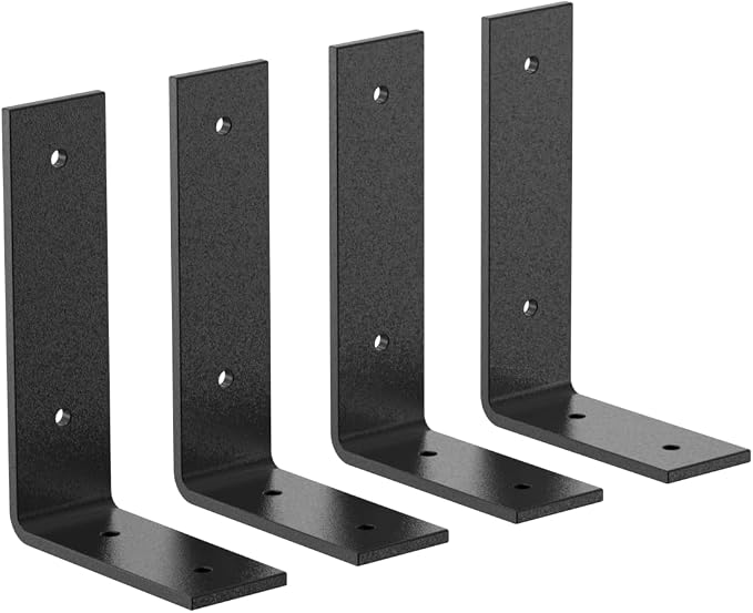 Black Heavy Duty Shelf Brackets 6 Inch, Rustic Gold Iron L Shelf Bracket by Sanbeeto