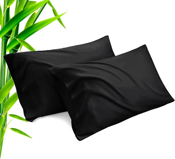 TELUS Black Pillow Cases King Size 2 Pack, Bamboo Rayon Cooling Pillowcases by TELUS