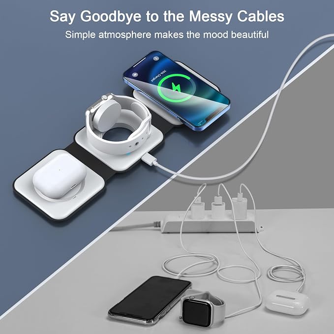 Wireless Charger 3 in 1, RTOPS Magnetic Travel Wireless Charging Station - Image 4