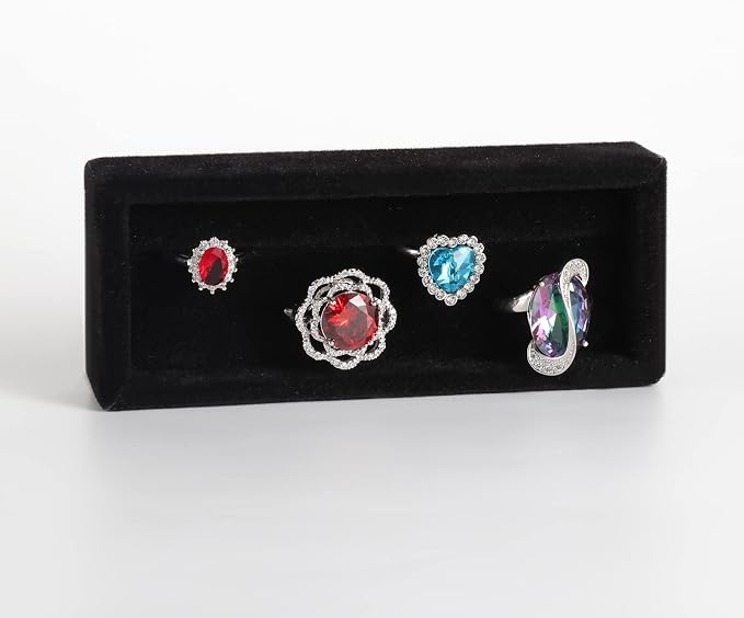 Valyria 2 Slots Velvet Small Ring Organizer Set of 2 Earrings Trays Showcase - Image 3