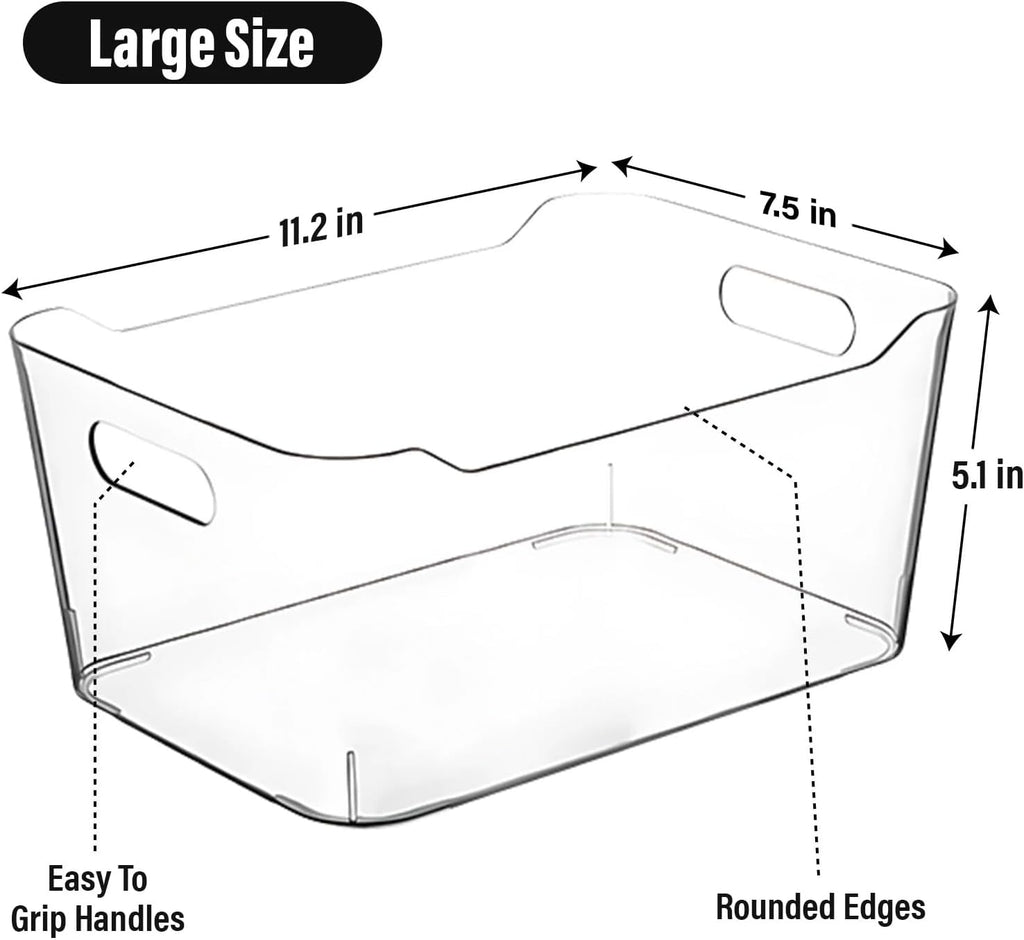 Clear Plastic Storage Bins for Kitchen Organization or Pantry