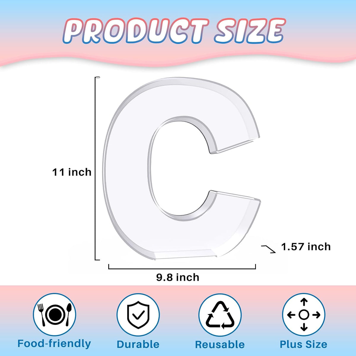 11" Acrylic Letter Charcuterie Box, Reusable Fillable Alphabet Number