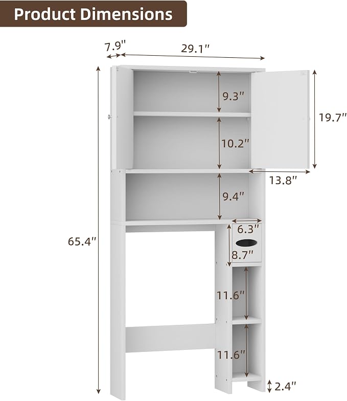Shintenchi Over The Toilet Storage Cabinet, Bathroom Storage Cabient - Image 2
