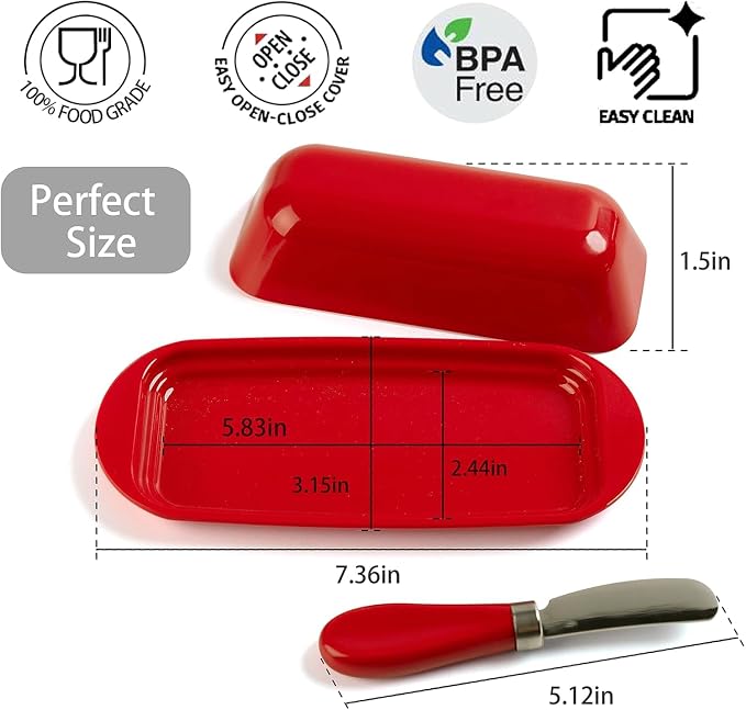 Butter Dish with Lid and Knife, Durable Countertop & Fridge Butter Keeper - Image 3
