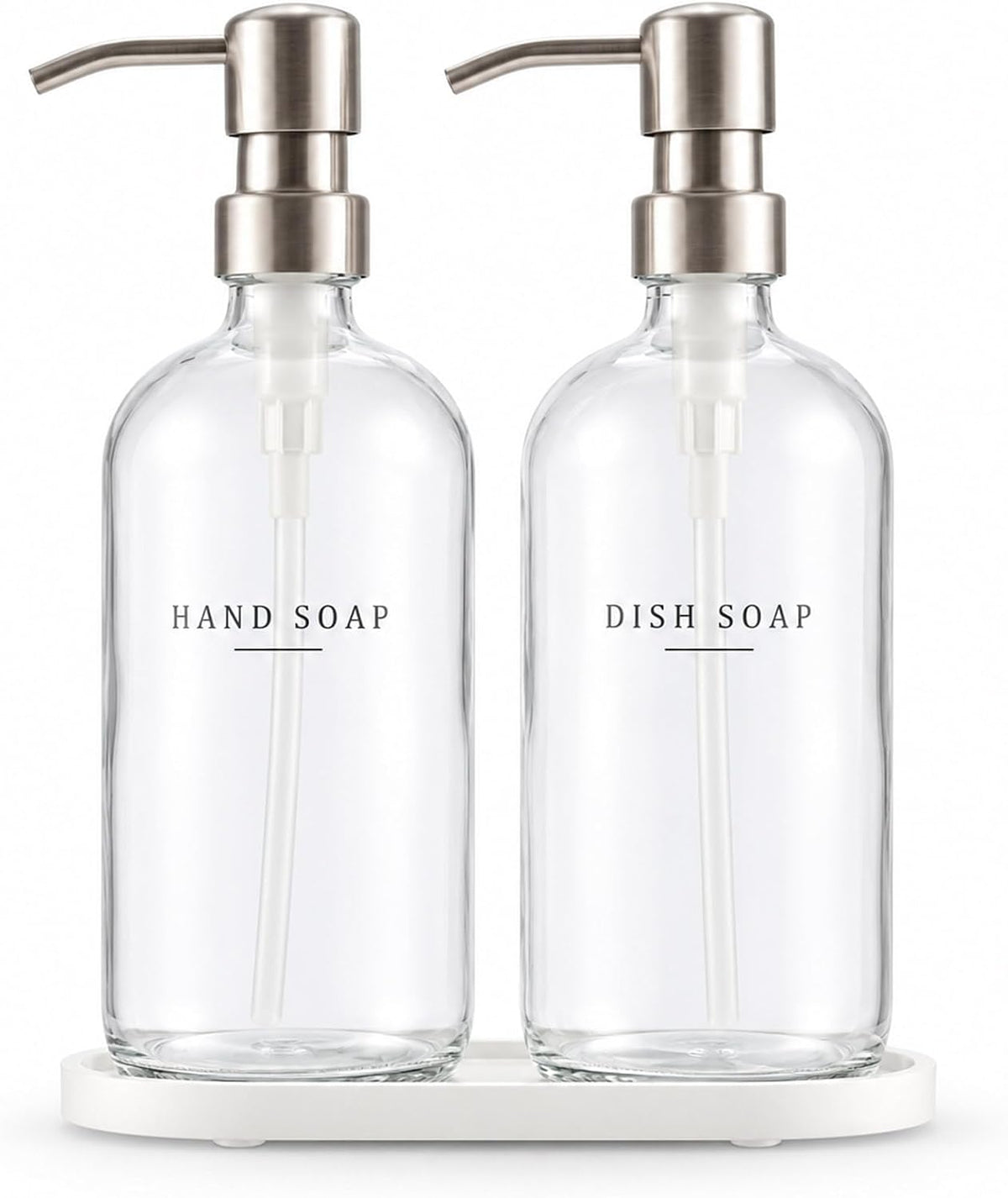 Glass Soap Dispenser - Dish Hand Soap Dispenser Set for Kitchen