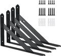 4 Pack Black Heavy Duty Shelf Brackets 12 x 7.3 inch with Screws,Metal