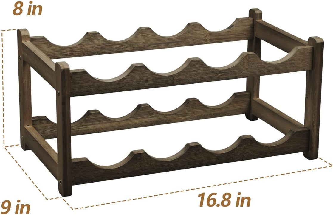Wine Rack 8 Bottle 2-Tier Eco-Friendly Bamboo Wine Storage