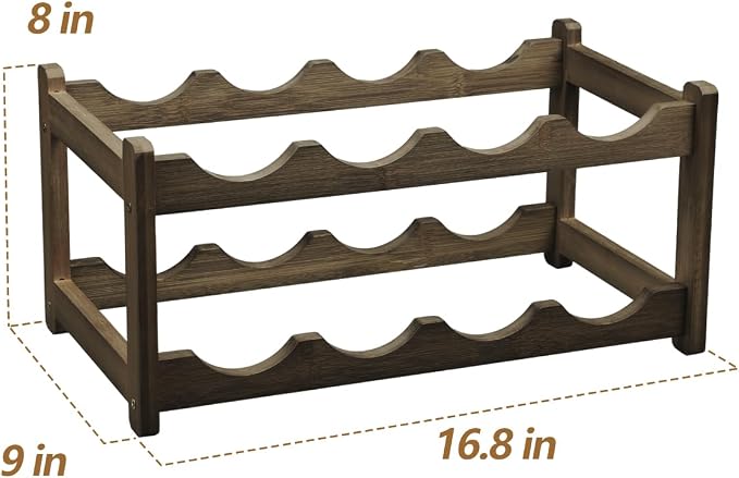 Wine Rack 8 Bottle 2-Tier Eco-Friendly Bamboo Wine Storage Easy-Assembly - Image 7
